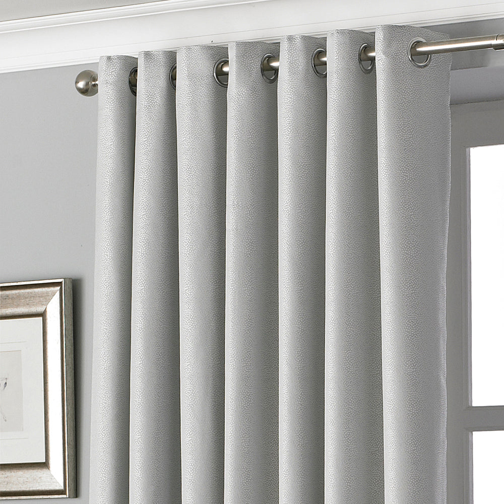 Paoletti Pendleton Jacquard Ready Made Eyelet Curtains Silver