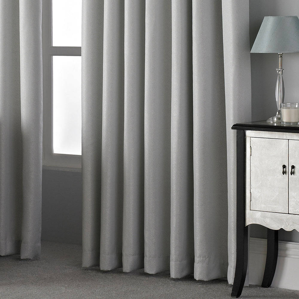 Paoletti Pendleton Jacquard Ready Made Eyelet Curtains Silver