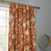 Sanderson Porcelain Garden Printed Chenille Ready Made Pencil Pleat Curtains Rust
