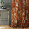 Sanderson Porcelain Garden Printed Chenille Ready Made Pencil Pleat Curtains Rust
