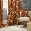 Sanderson Porcelain Garden Printed Chenille Ready Made Pencil Pleat Curtains Rust