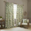 Sanderson Porcelain Garden Printed Chenille Ready Made Pencil Pleat Curtains Sage
