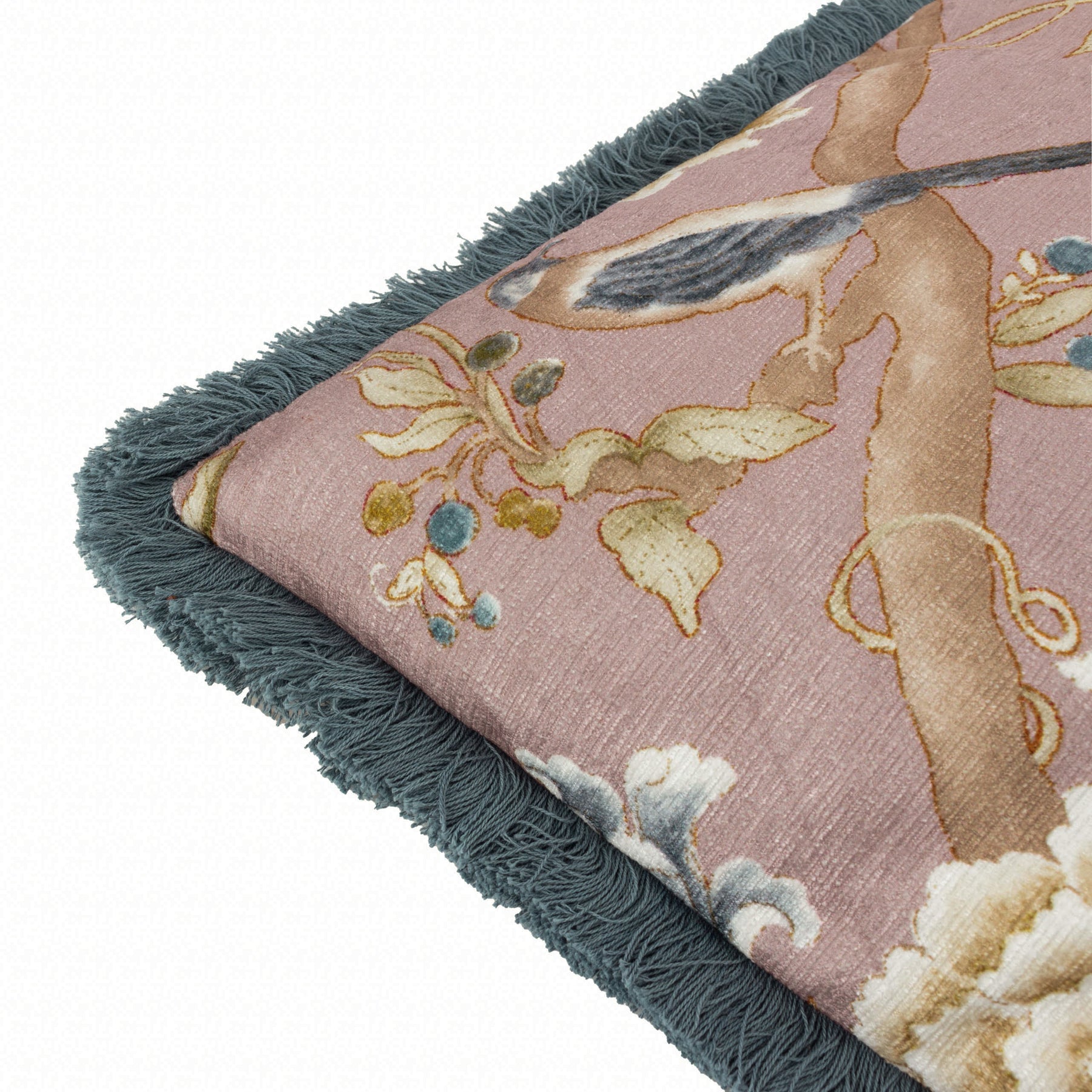 Sanderson Porcelain Garden Printed Chenille 50cm x 50cm Filled Cushion Blush