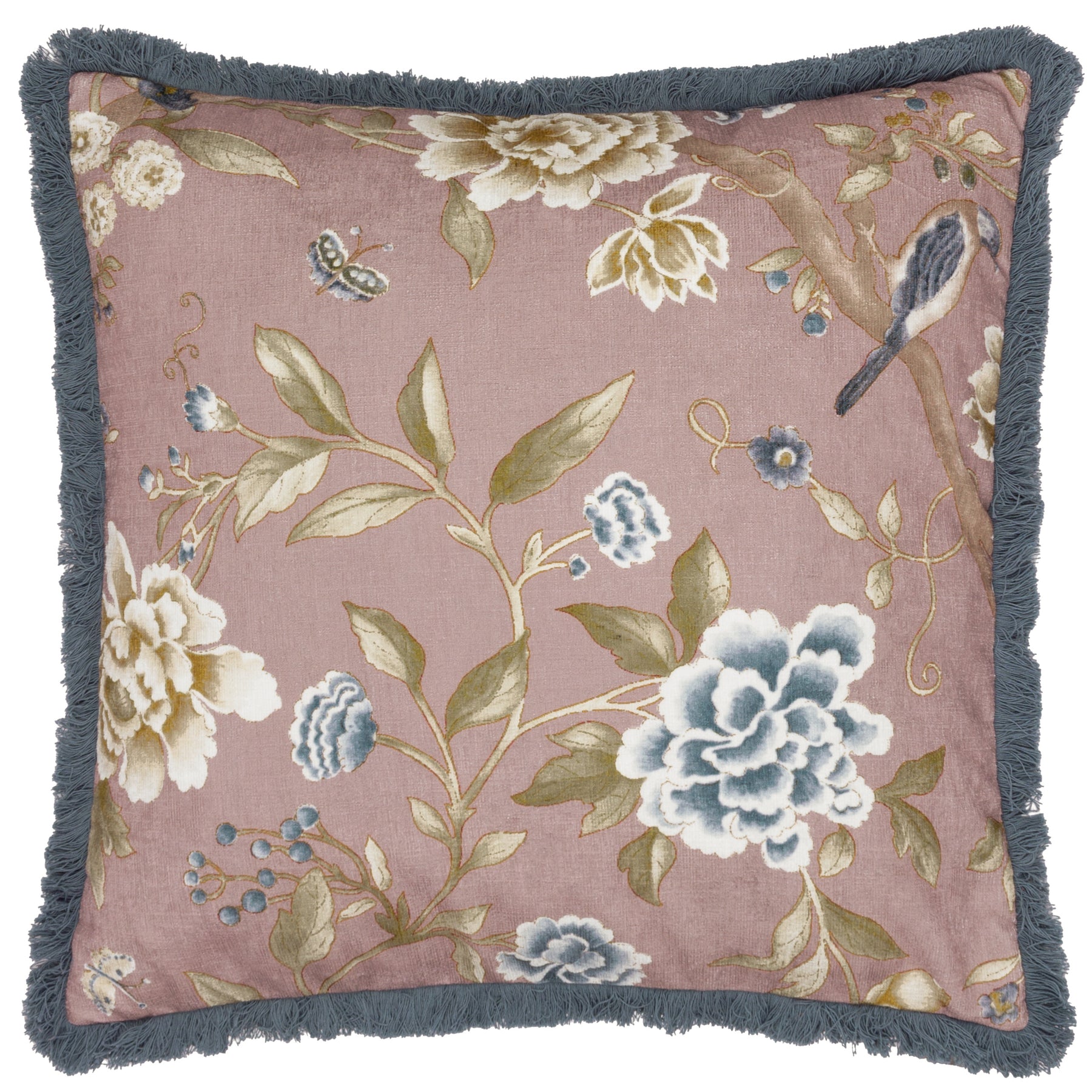 Sanderson Porcelain Garden Printed Chenille 50cm x 50cm Filled Cushion Blush
