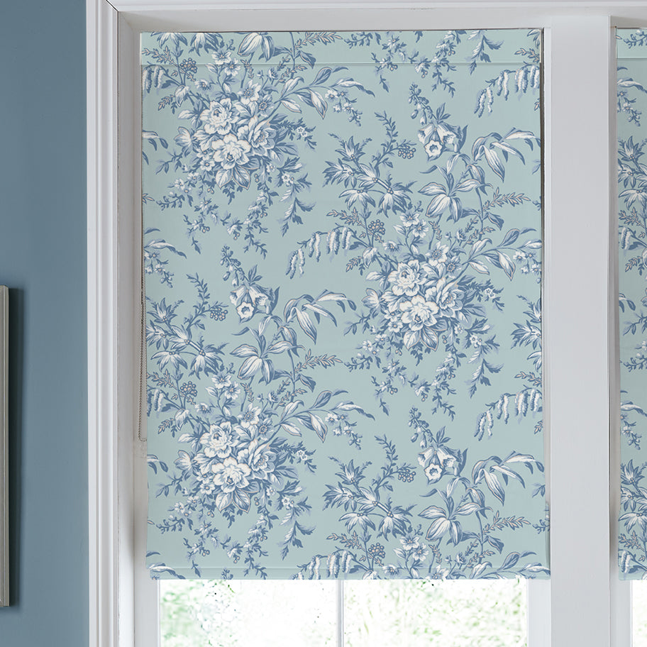 Laura Ashley Picardie Made to Measure Roman Blind Blue Sky
