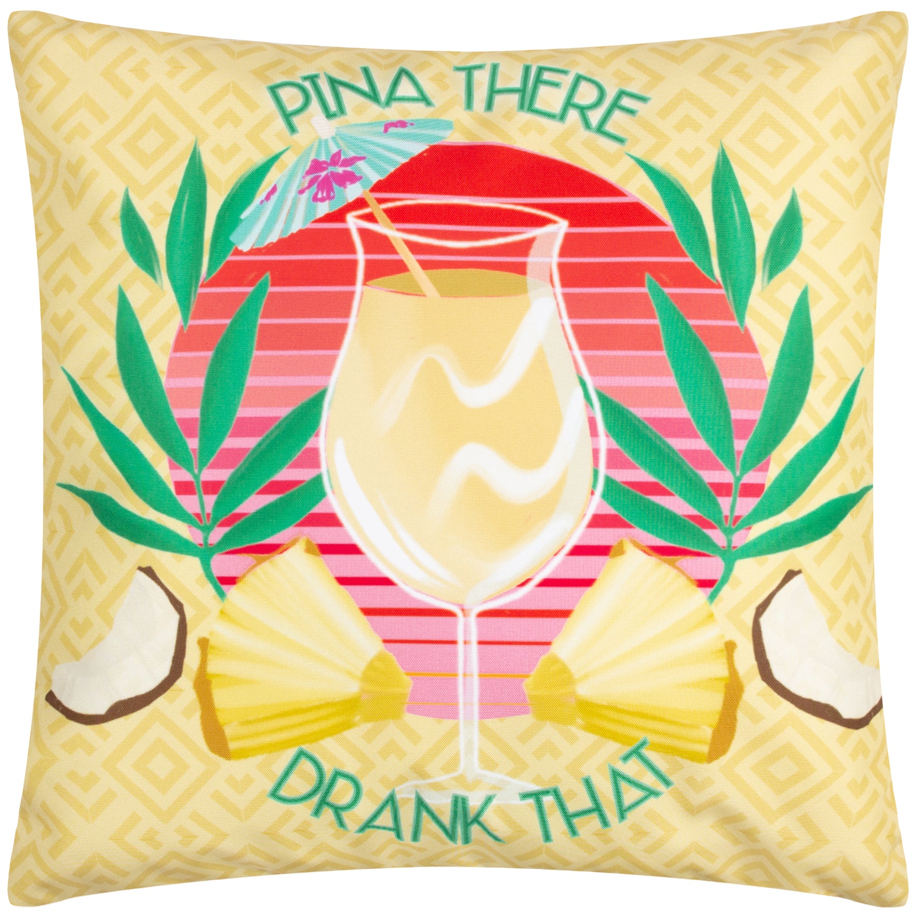 Pina There Abstract Outdoor Filled Cushion 43cm x 43cm Yellow
