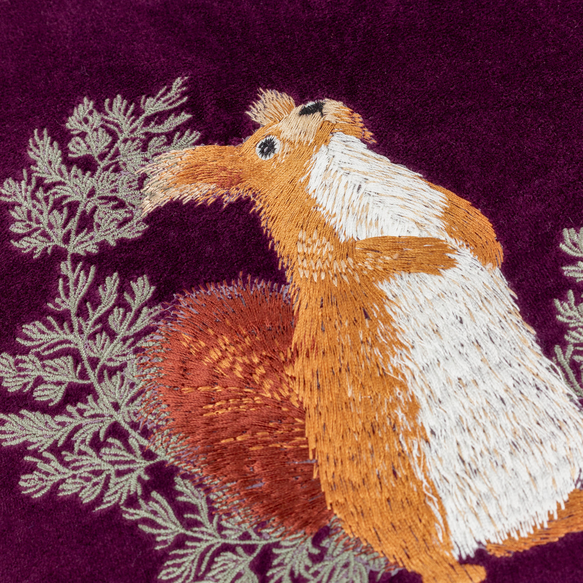 Pineberry Forest Piped Velvet Filled Cushion 45cm x 45cm Plum