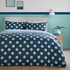 Fusion Polka Spot Duvet Cover Bedding Set Blue