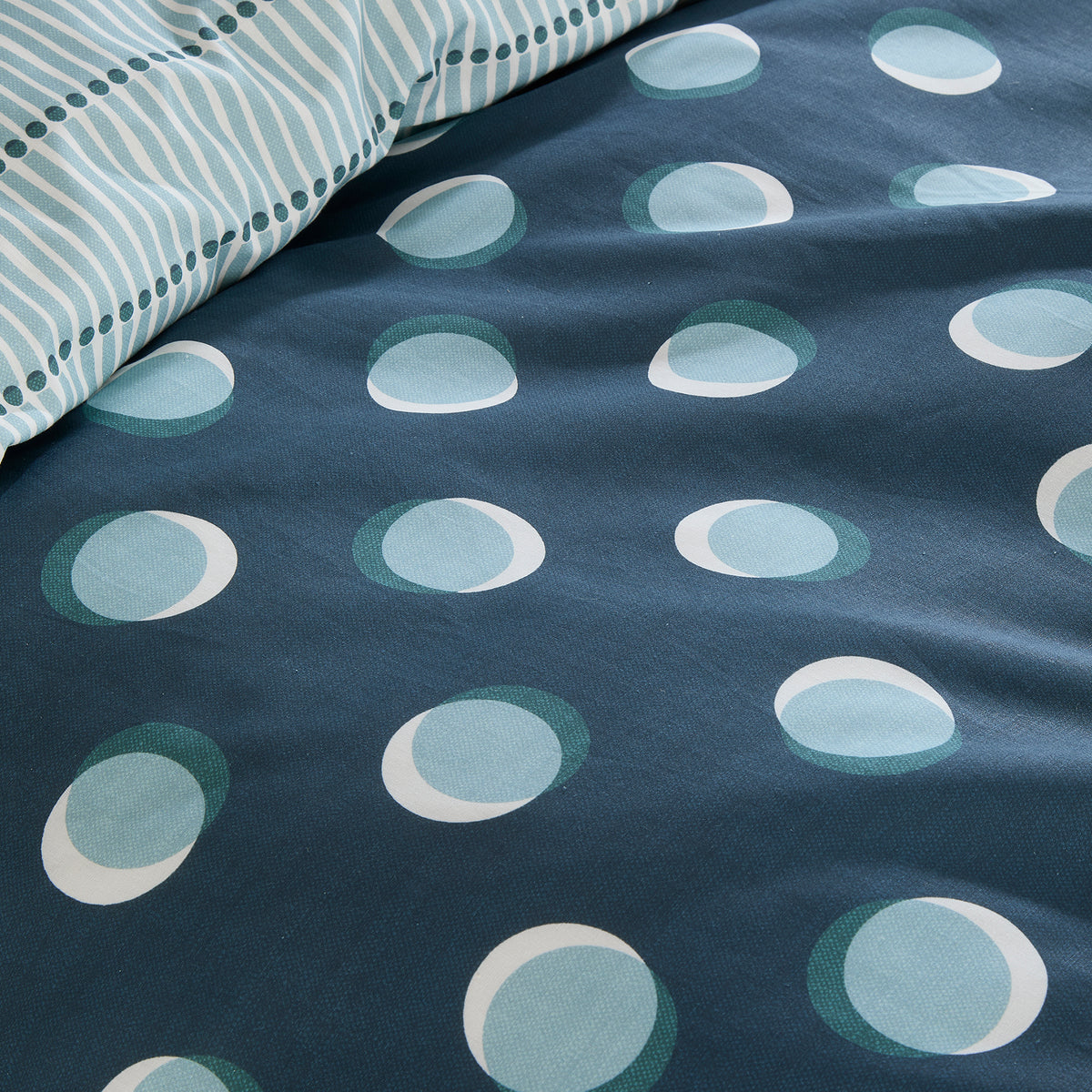 Fusion Polka Spot Duvet Cover Bedding Set Blue