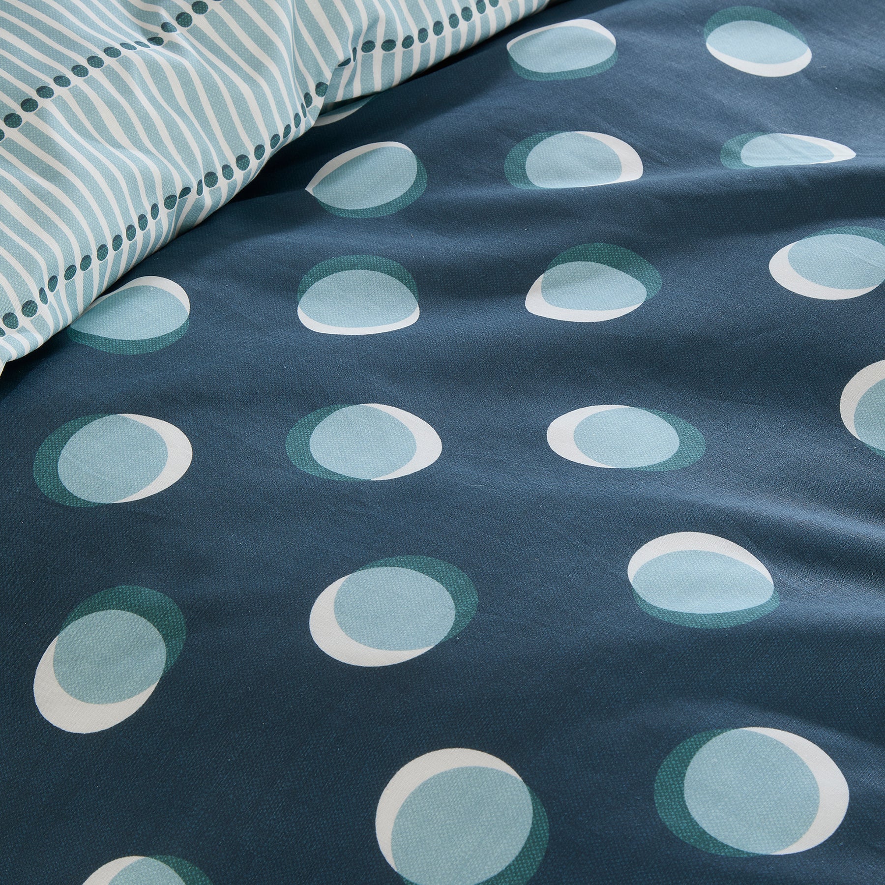 Fusion Polka Spot Duvet Cover Bedding Set Blue