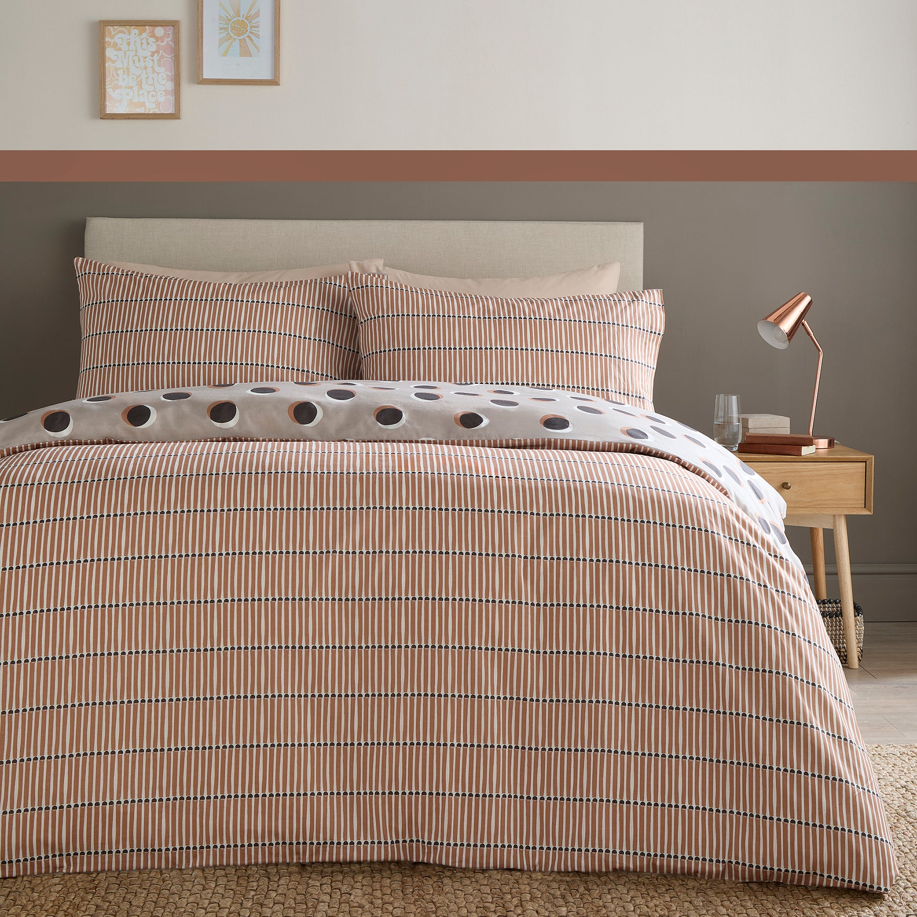 Fusion Polka Spot Duvet Cover Bedding Set Natural