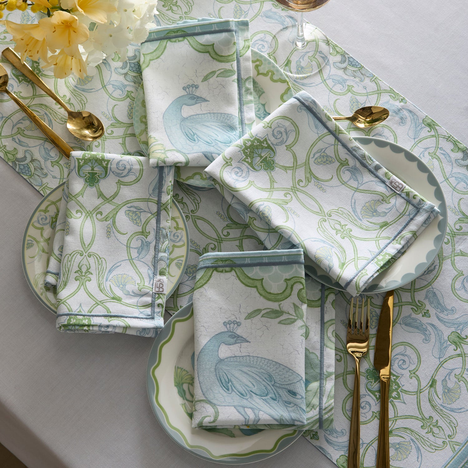 Laurence Llewelyn-Bowen Palm Court 4 Pack 40cmx40cm Napkins Green