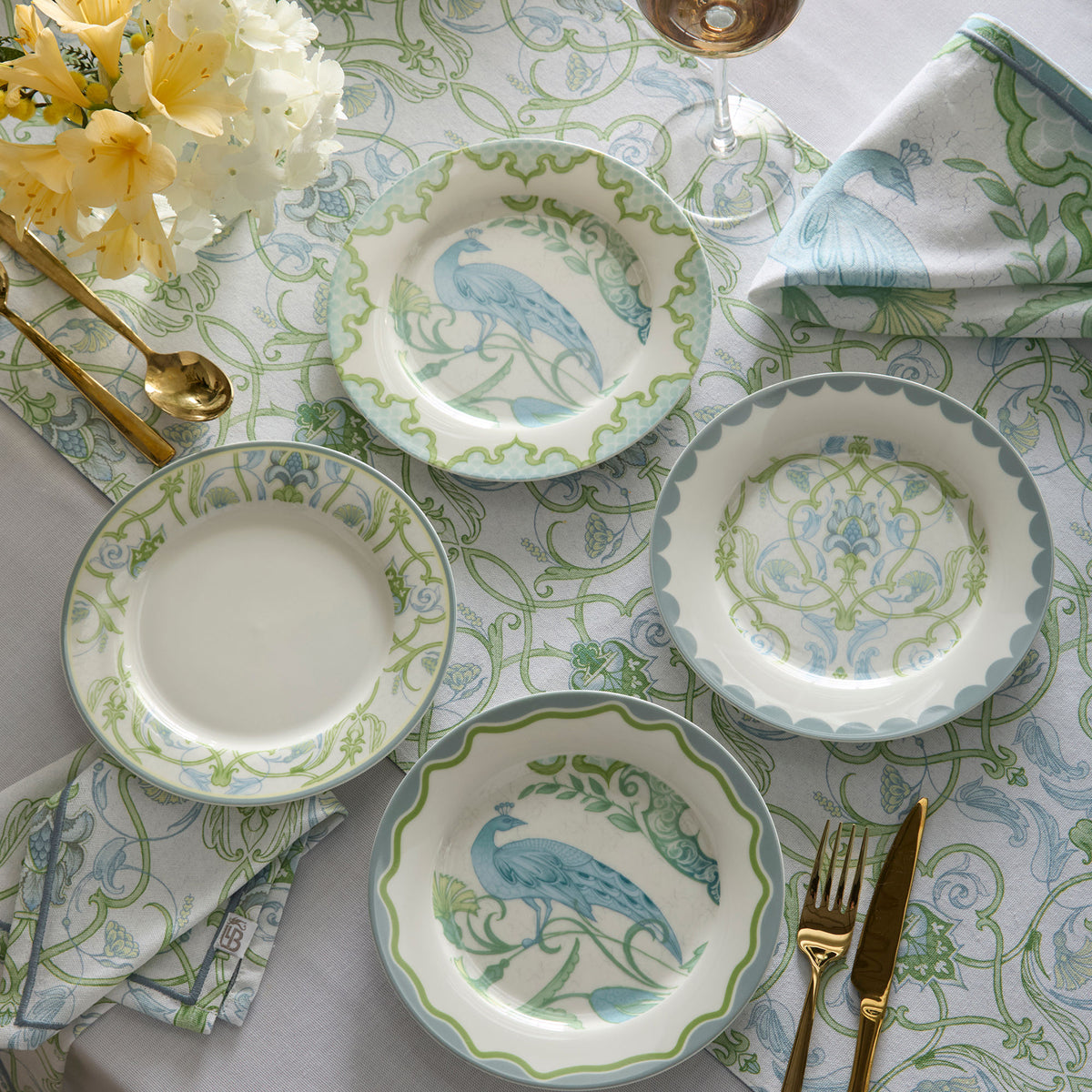 Laurence Llewelyn-Bowen Palm Court 4 Pack 40cmx40cm Napkins Green