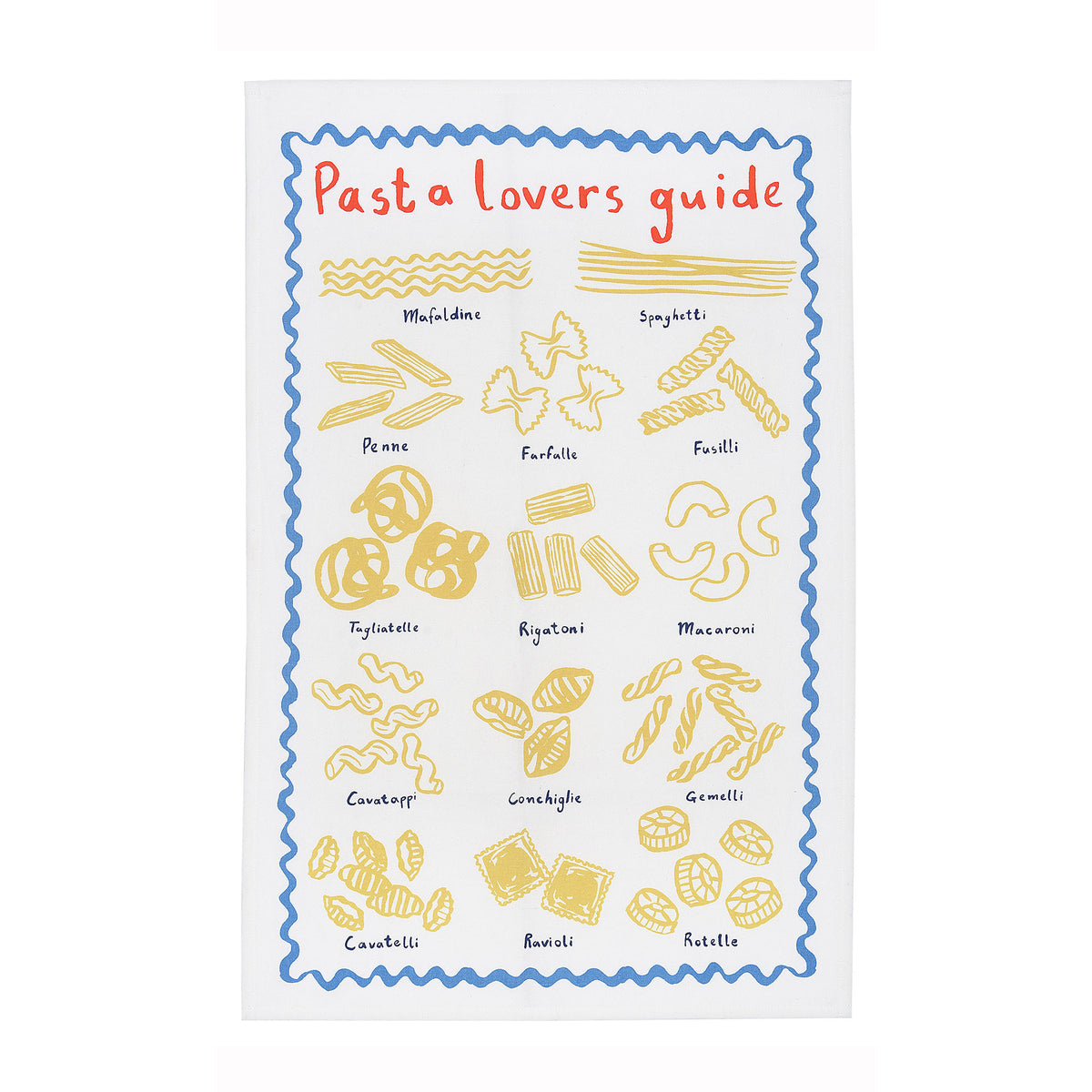 Ulster Weavers Pasta Lovers Club Guide Cotton Tea Towel Yellow