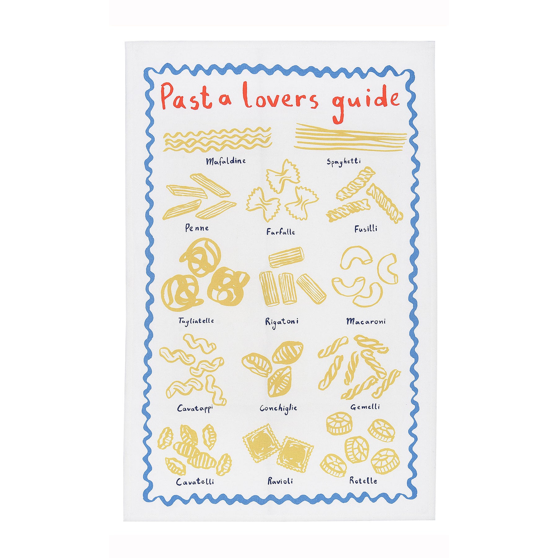 Ulster Weavers Pasta Lovers Club Guide Cotton Tea Towel Yellow