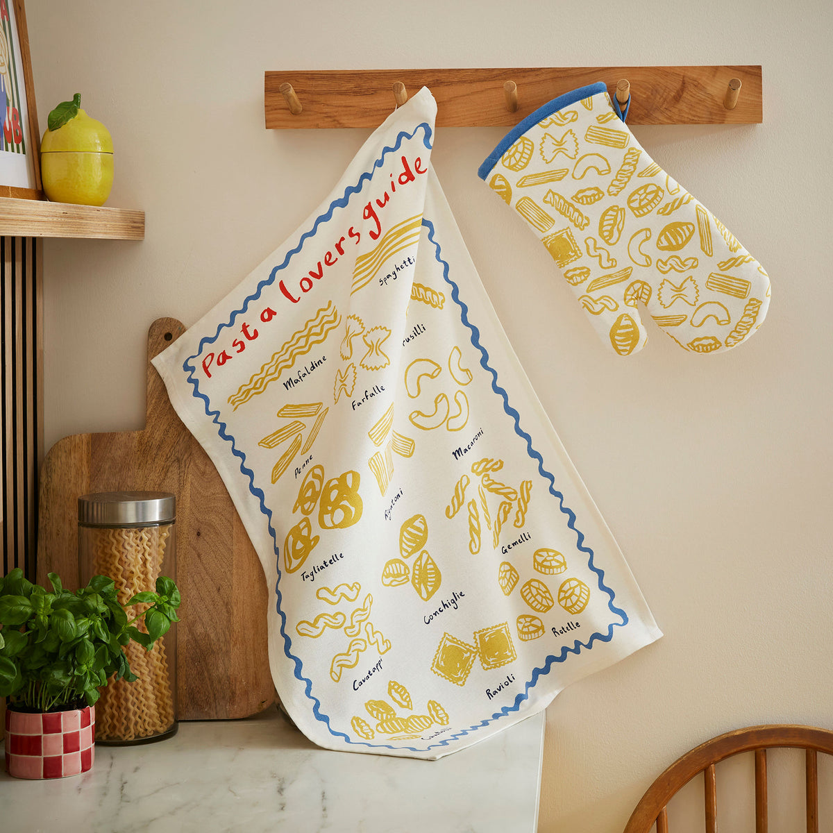Ulster Weavers Pasta Lovers Club Guide Cotton Tea Towel Yellow