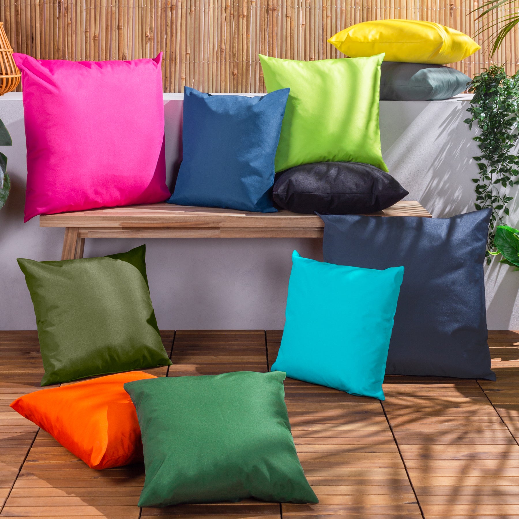 Plain Outdoor Filled Cushion 55cm x 55cm Black
