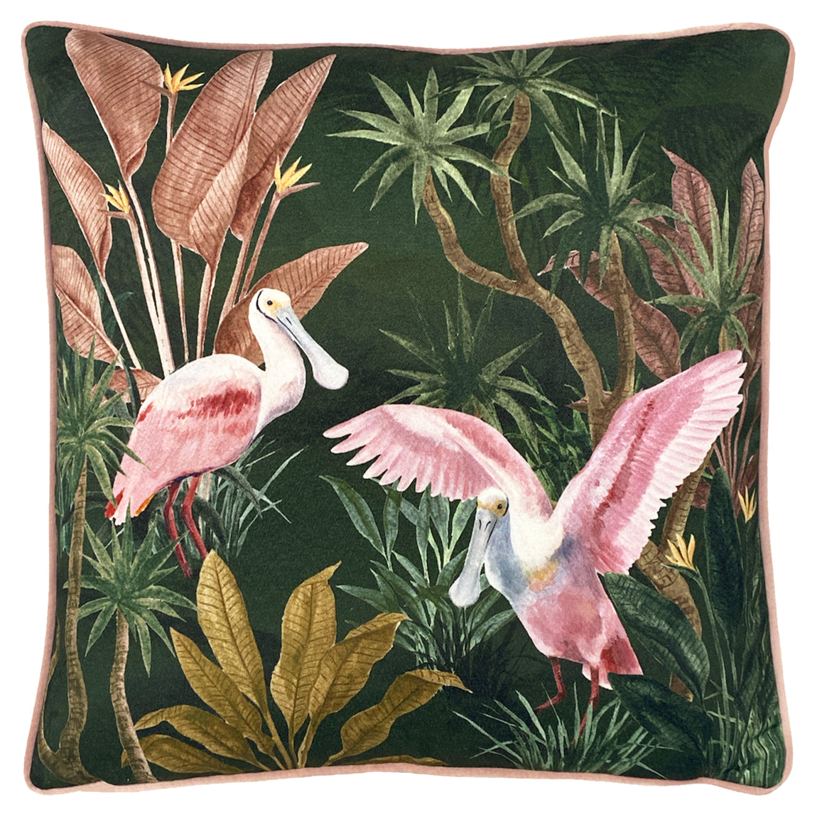 Platalea Botanical Filled Cushion 43cm x 43cm Green