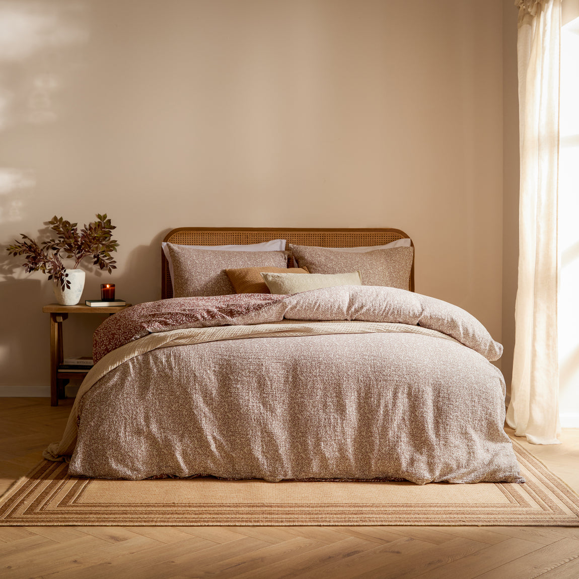 Yard Perrie Leaf Muslin Duvet Cover Bedding Set Cinnamon