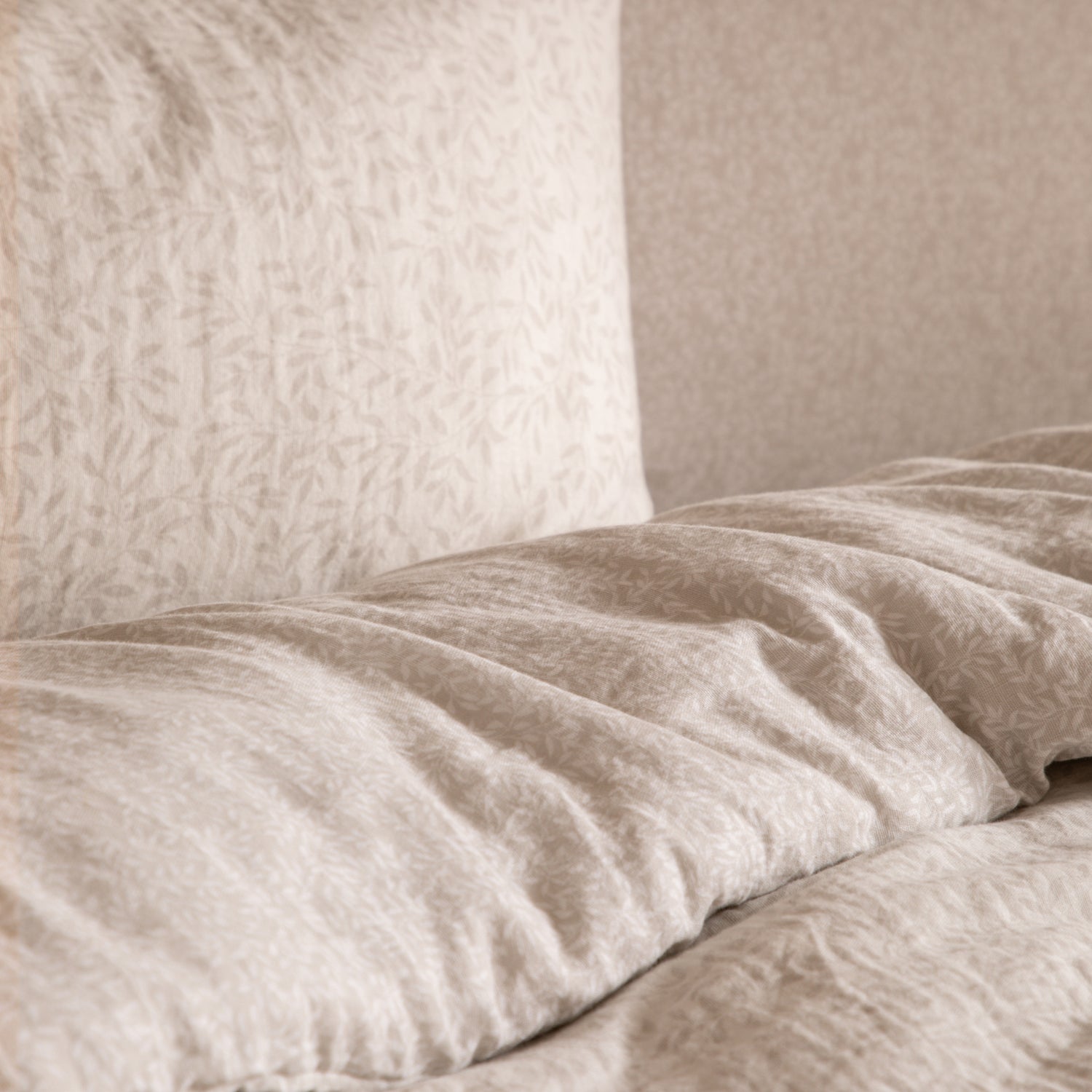 Yard Perrie Leaf Muslin Duvet Cover Bedding Set Natural