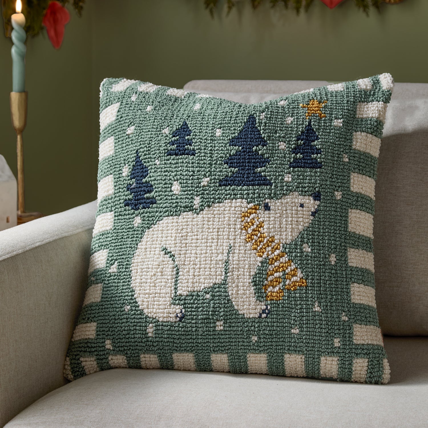 Furn Polar Bear Tufted 45cm x 45cm Filled Cushion Frosty Blue