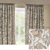 Pomegranate Floral Jacquard Ready Made Pencil Pleat Curtains Natural