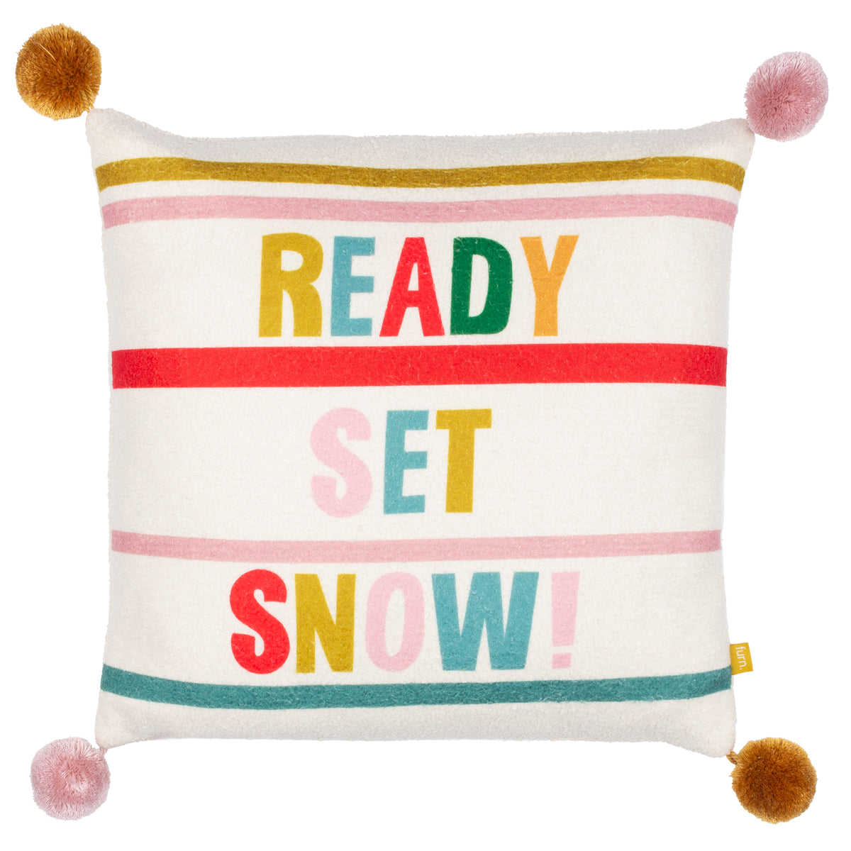 Pom-Poms Ready Set Snow Boucle Filled Cushion 43cm x 43cm Multi