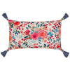 Posies Floral Tasselled Boudoir Filled Cushion 30cm x 50cm Multi Blue