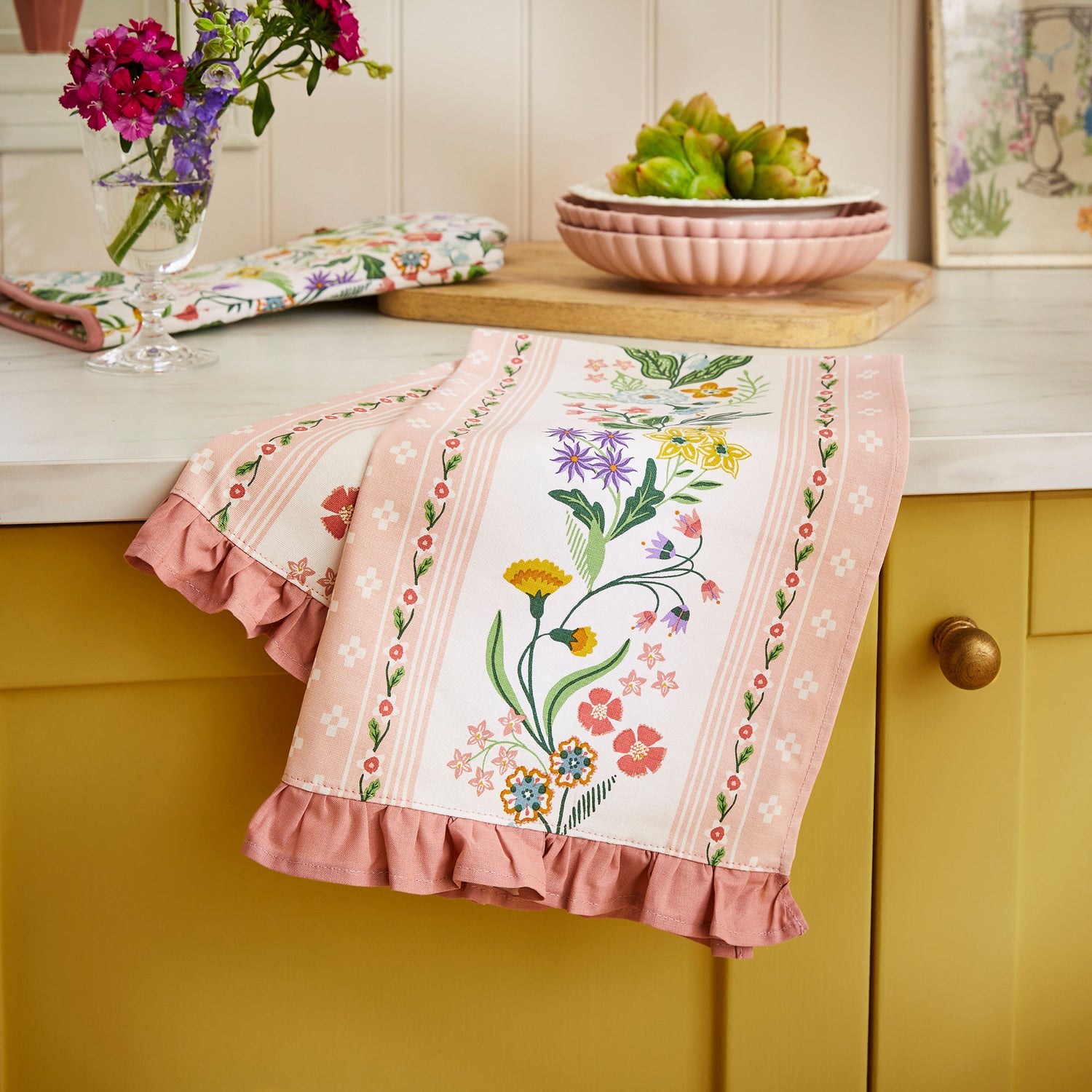 Ulster Weavers Petals and Prose Cotton Tea Towel Pink