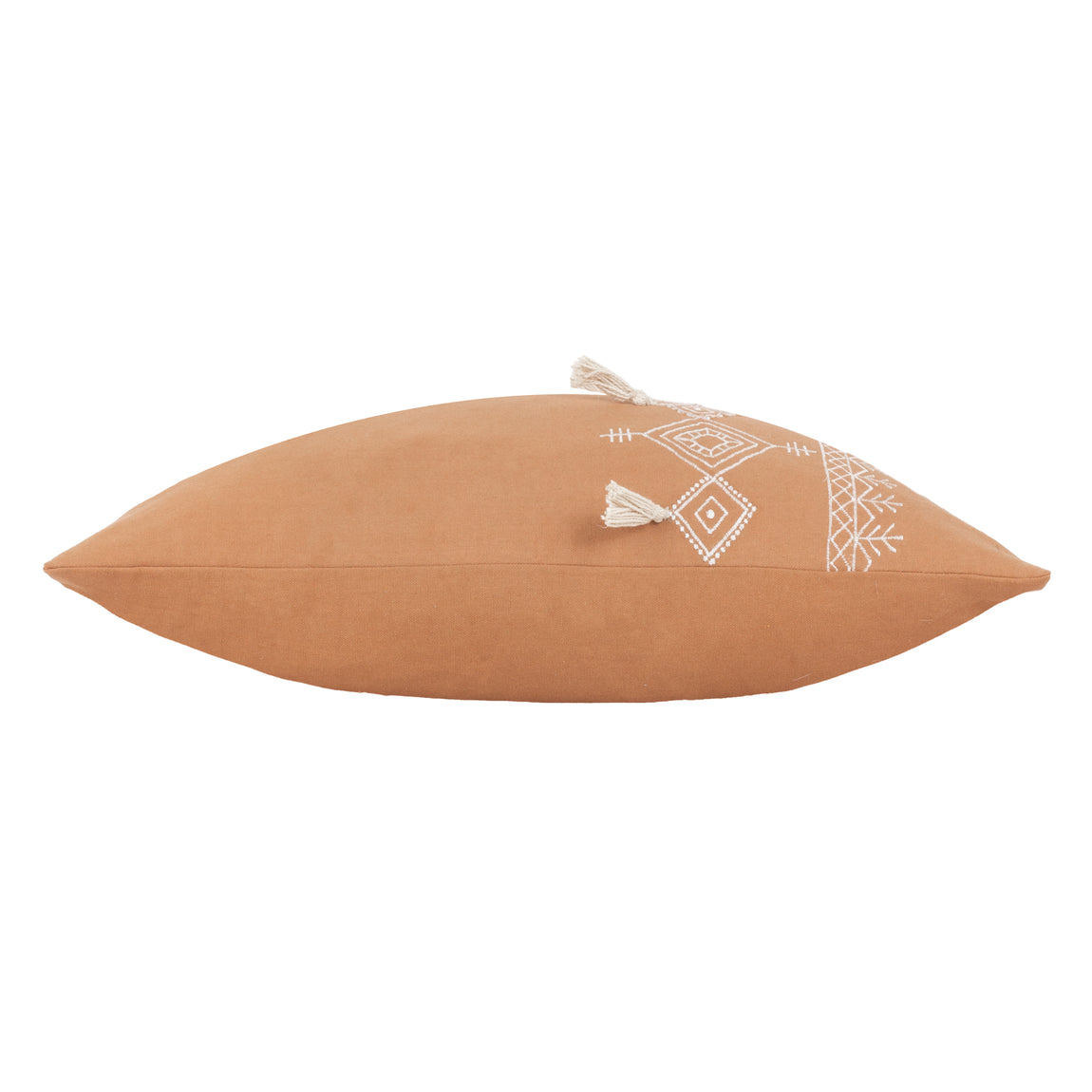 furn. Pritta Cotton Embroidered Tasselled 40cm x 60cm Filled Boudoir Cinnamon