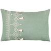 furn. Pritta Cotton Embroidered Tasselled 40cm x 60cm Filled Boudoir Eucalyptus