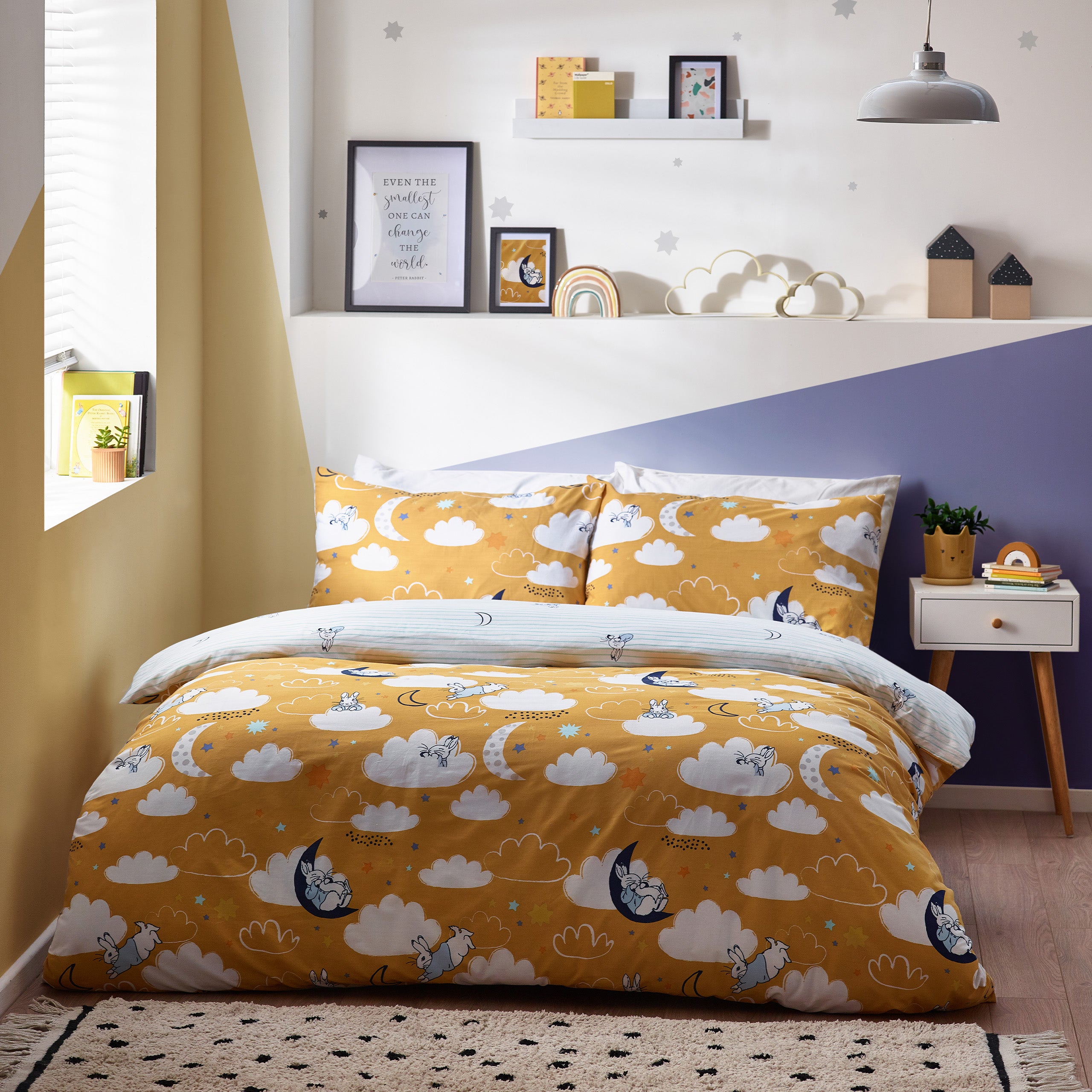 Peter Rabbit Sleepy Head Reversible Duvet Cover Bedding Set Ochre