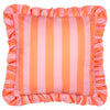 Furn Palm Royale Stripe Ruffle Printed Outdoor Filled Cushion 50cm x 50cm Pink Orange