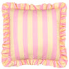 Furn Palm Royale Stripe Ruffle Printed Outdoor Filled Cushion 50cm x 50cm Pink Yellow