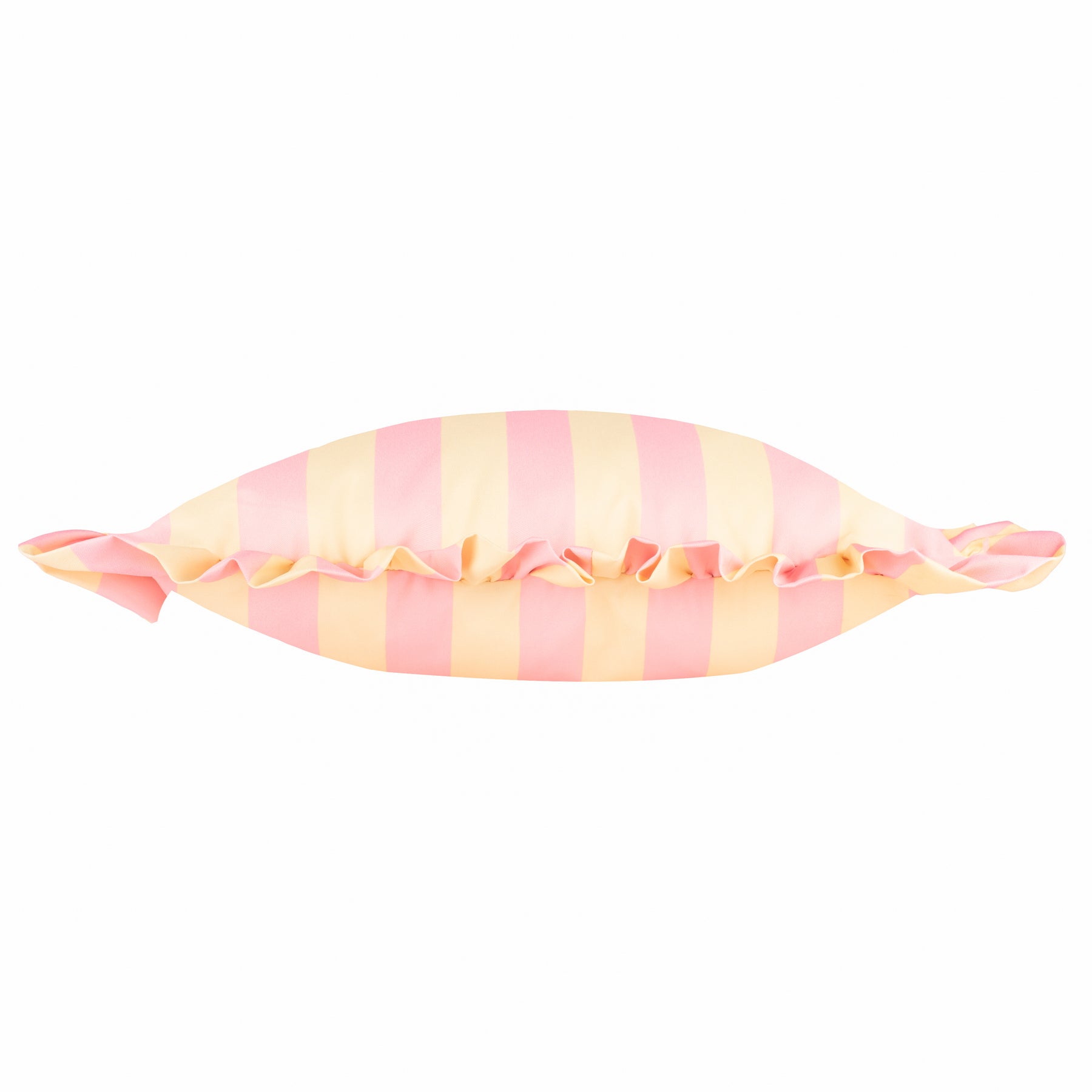 Furn Palm Royale Stripe Ruffle Printed Outdoor Filled Cushion 50cm x 50cm Pink Yellow
