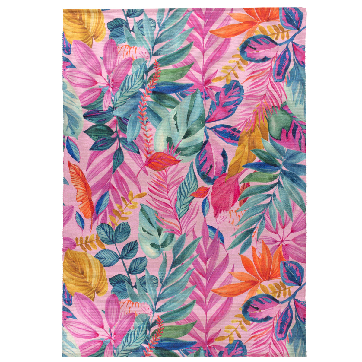 Psychedelic Jungle Outdoor Indoor Washable 120cm x 170cm Rug Pink