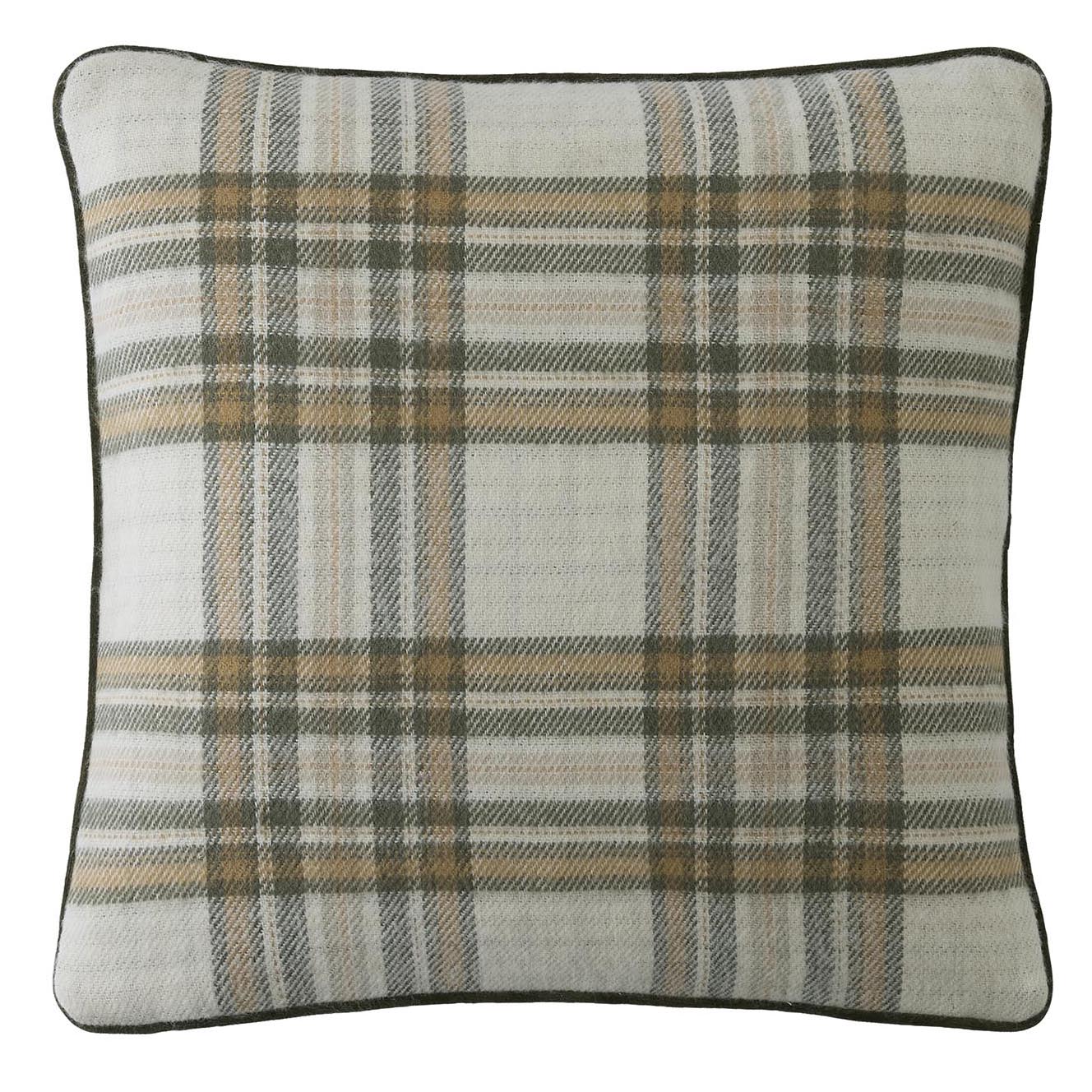 Laura Ashley Padbury Check 45cm x 45cm Filled Cushion Olive