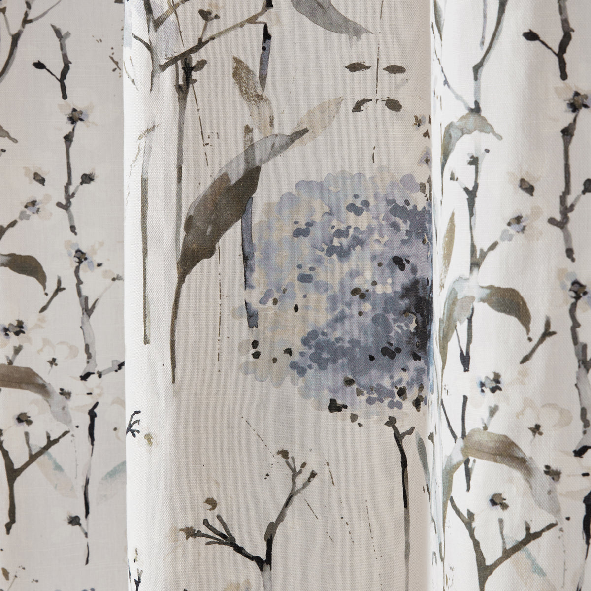 Laura Ashley Pallington Bloom Ready Made Eyelet Blackout Curtains Smoke Blue