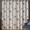Laura Ashley Pallington Bloom Ready Made Eyelet Blackout Curtains Smoke Blue