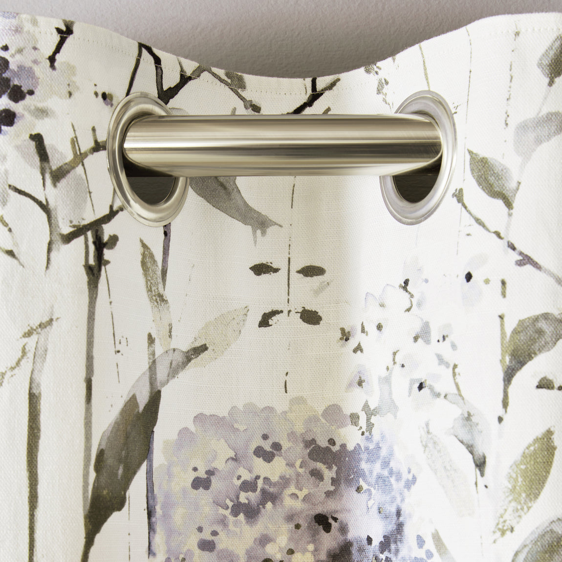 Laura Ashley Pallington Bloom Ready Made Eyelet Blackout Curtains Smoke Blue