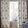 Laura Ashley Pallington Bloom Ready Made Eyelet Blackout Curtains Smoke Blue