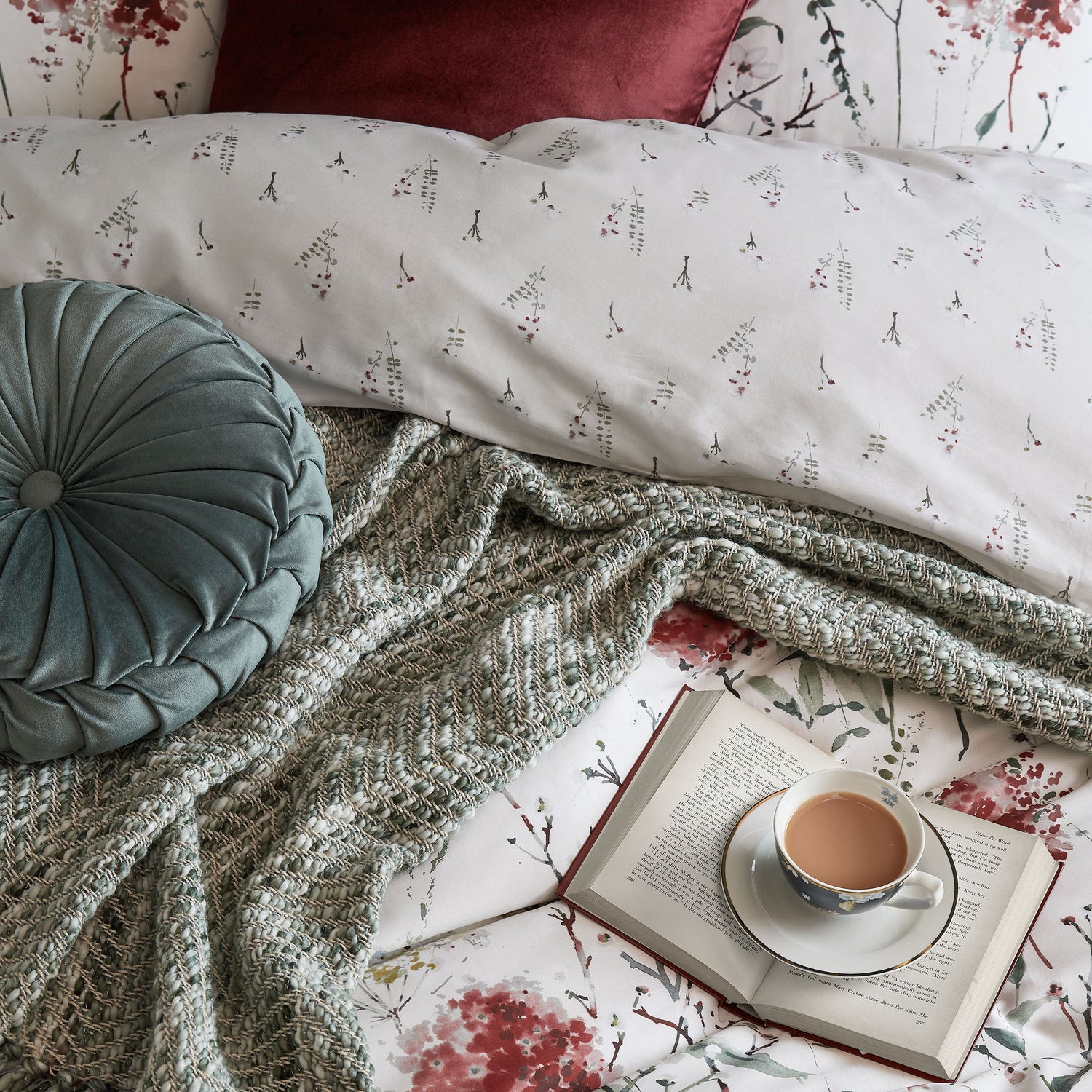 Laura Ashley Pallington Bloom Duvet Cover Bedding Set Ruby
