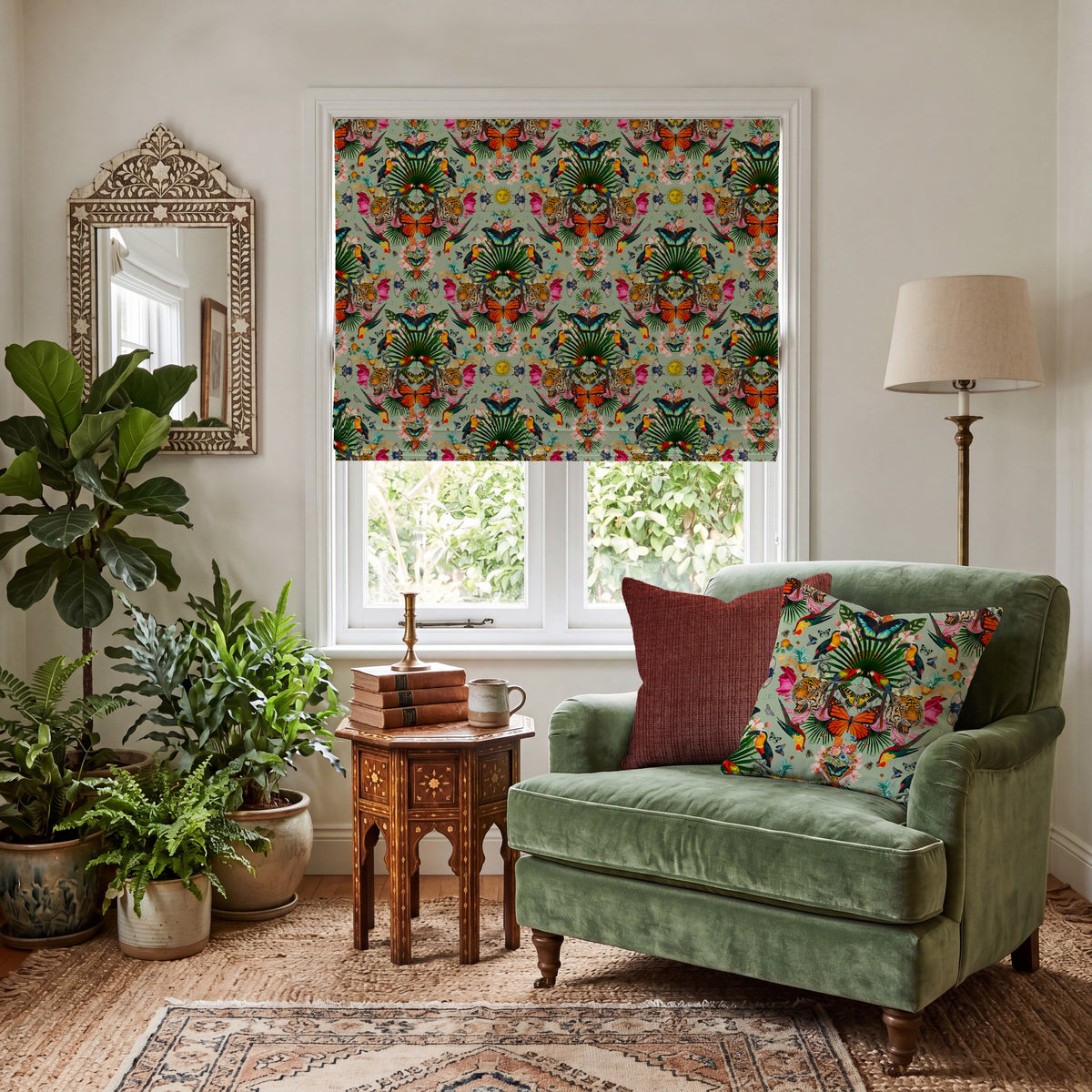 Carrie Neely Paradise Lost Velvet Made To Measure Roman Blind Mint