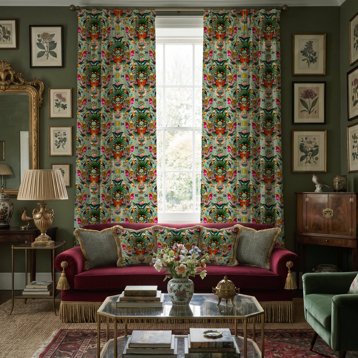 Carrie Neely Paradise Lost Velvet Made To Measure Roman Blind Mint