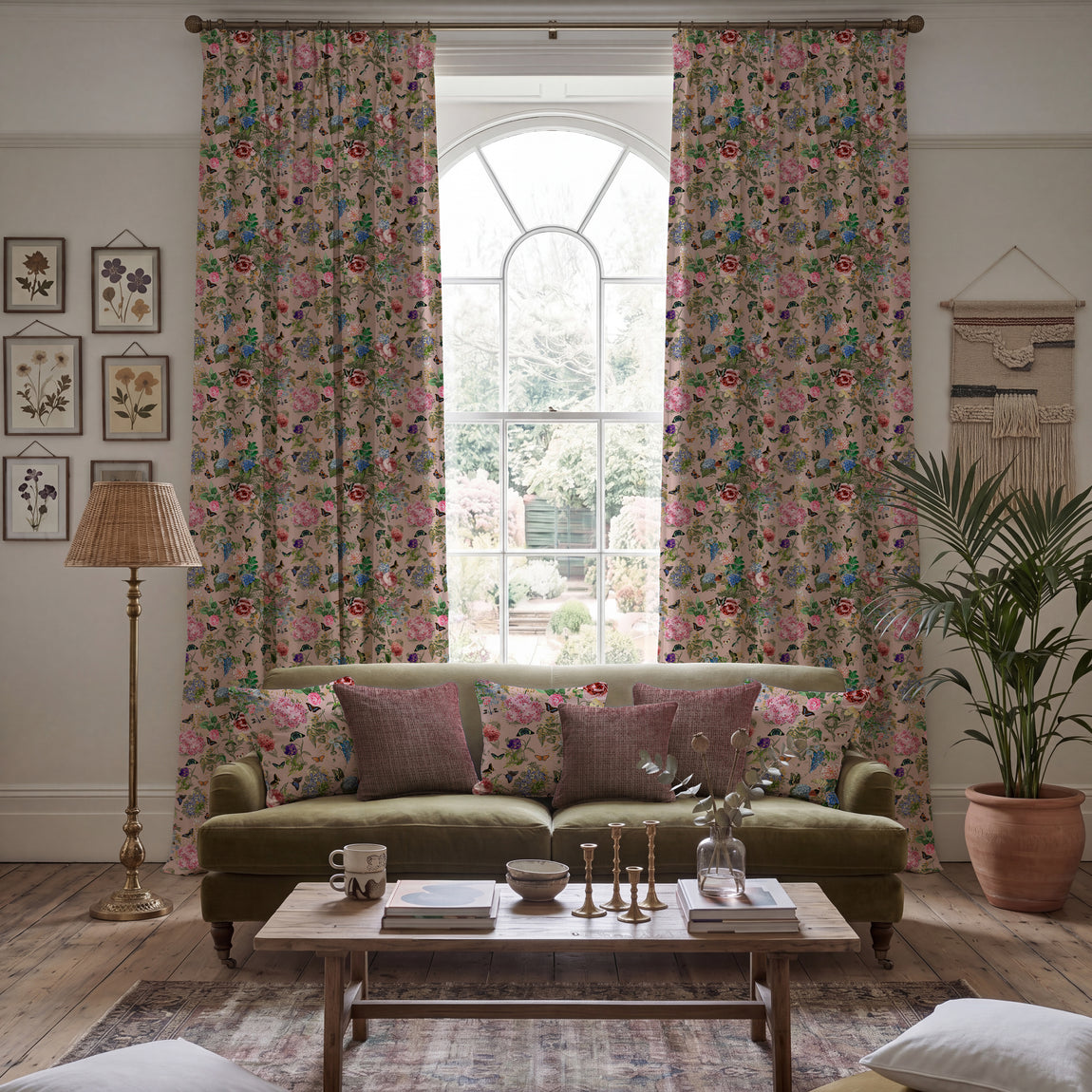 Carrie Neely Paradise Velvet Made To Measure Curtains Blush Pink