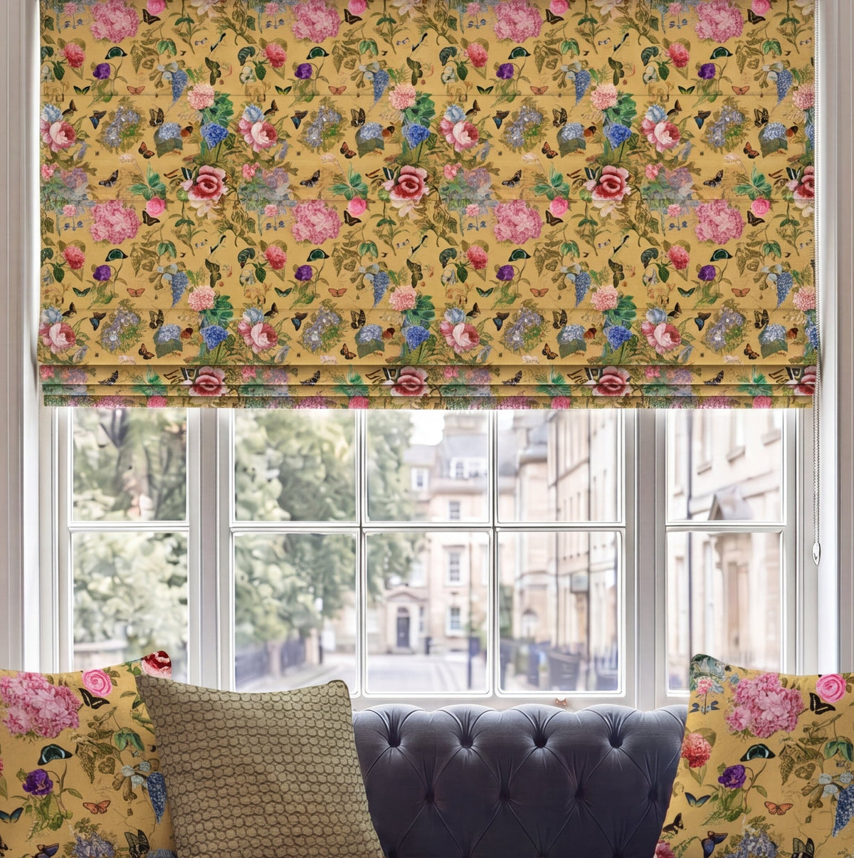 Carrie Neely Paradise Velvet Made To Measure Roman Blind Gold