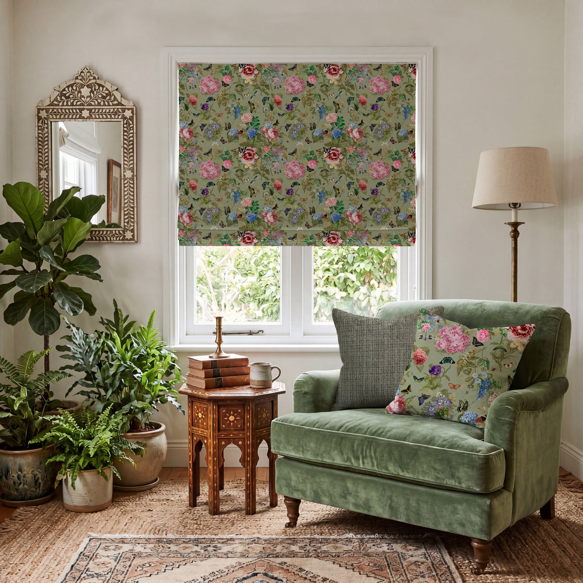Carrie Neely Paradise Velvet Made To Measure Roman Blind Sage