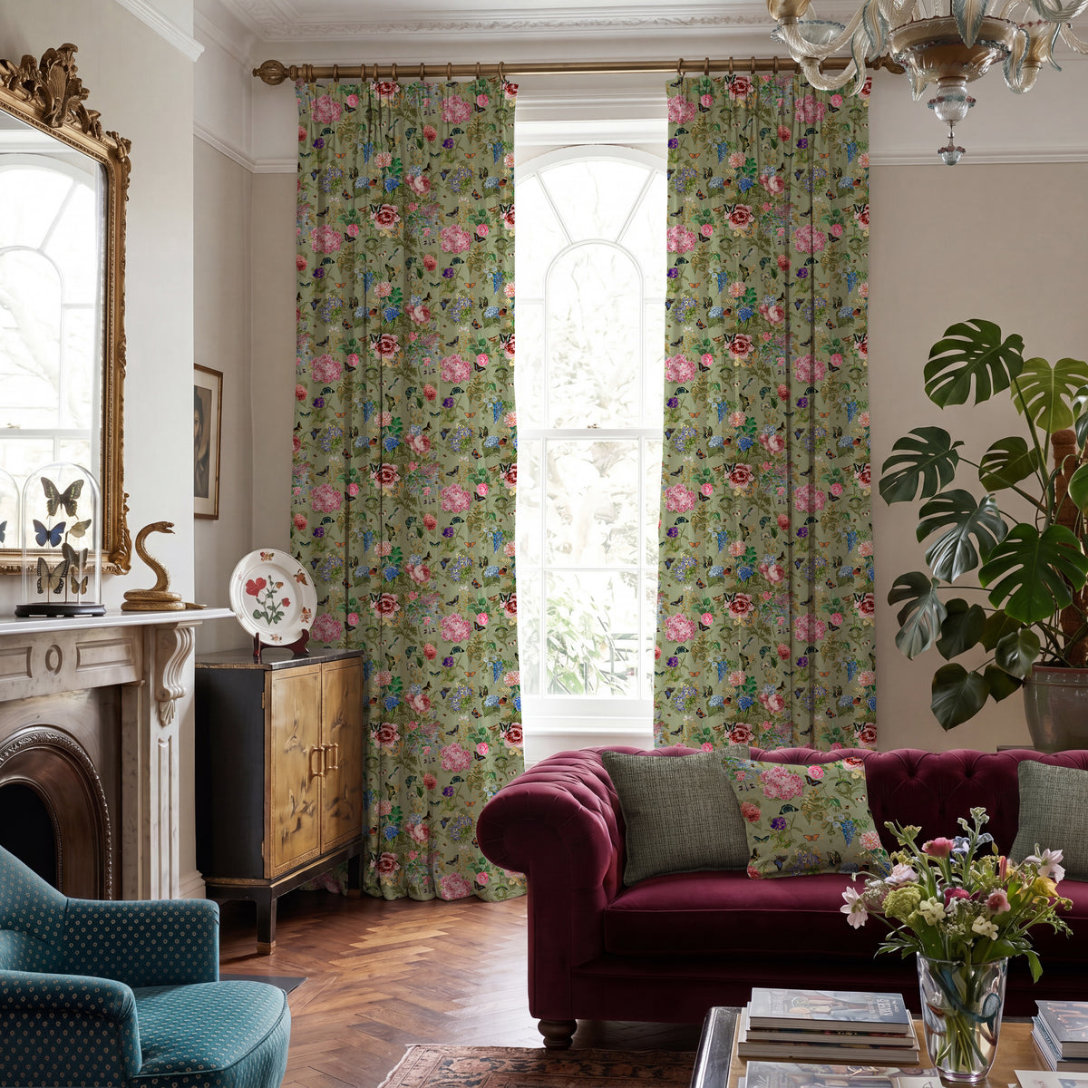 Carrie Neely Paradise Velvet Made To Measure Roman Blind Sage