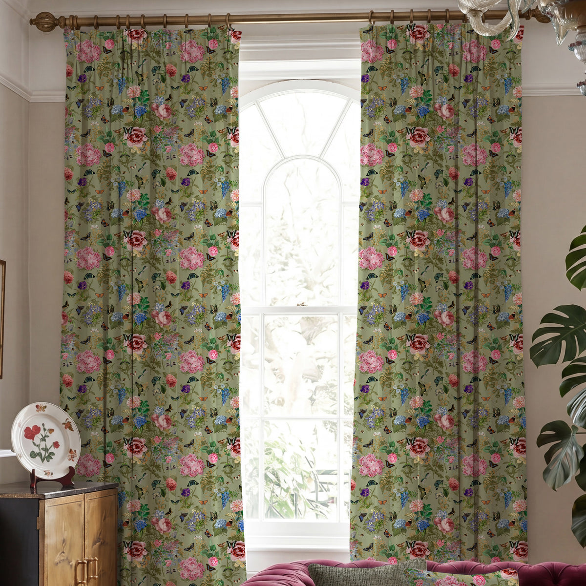 Carrie Neely Paradise Velvet Made To Measure Curtains Sage