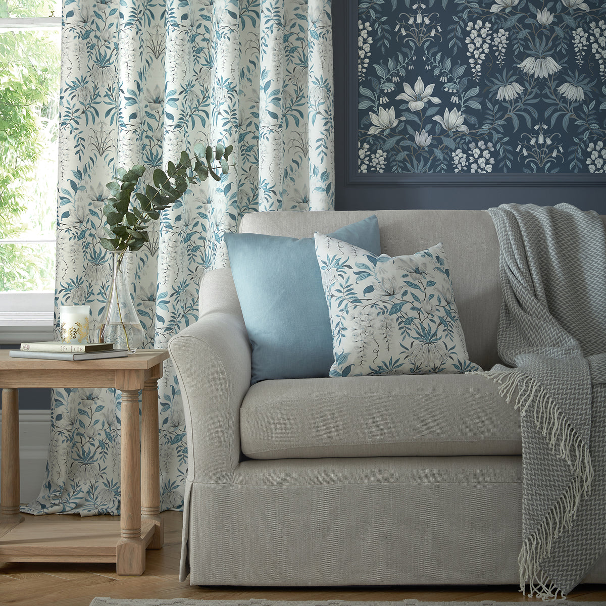 Laura Ashley Parterre Fabric Off White Seaspray
